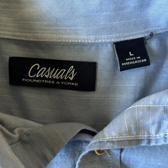 Roundtree & Yorke Blue Casual Button Down Shirt - Picture 12 of 13